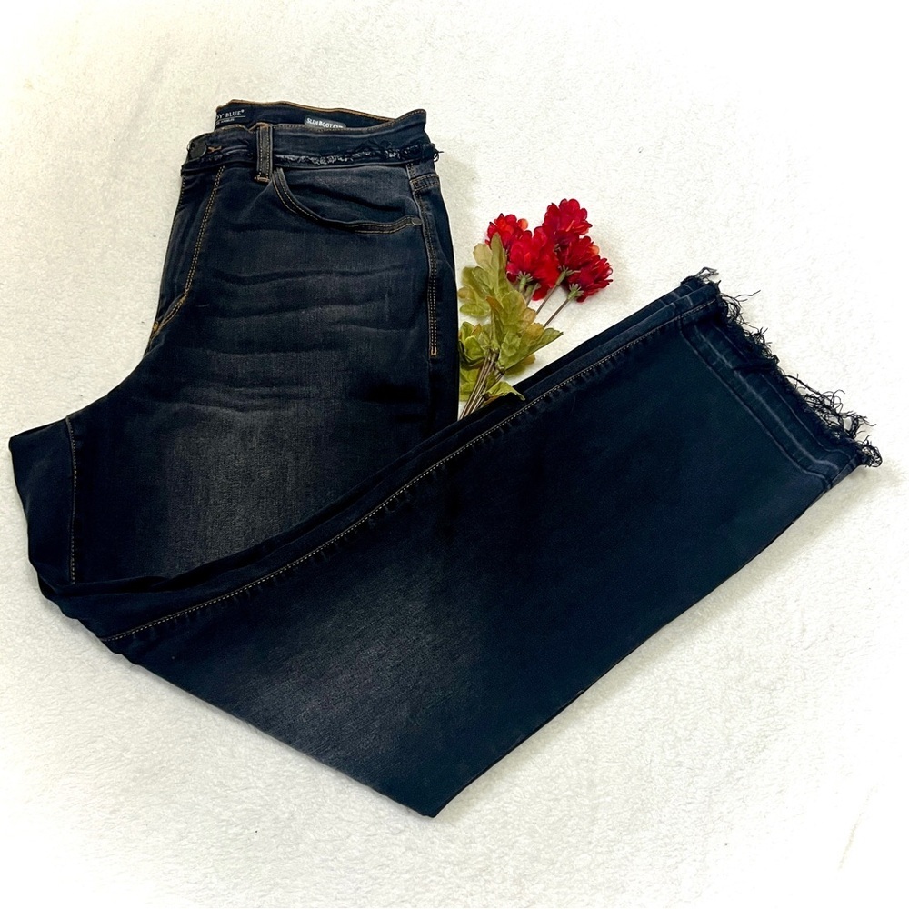 Judy Blue Black Fringe Slim Boot Cut Jean - Size 16W (32")